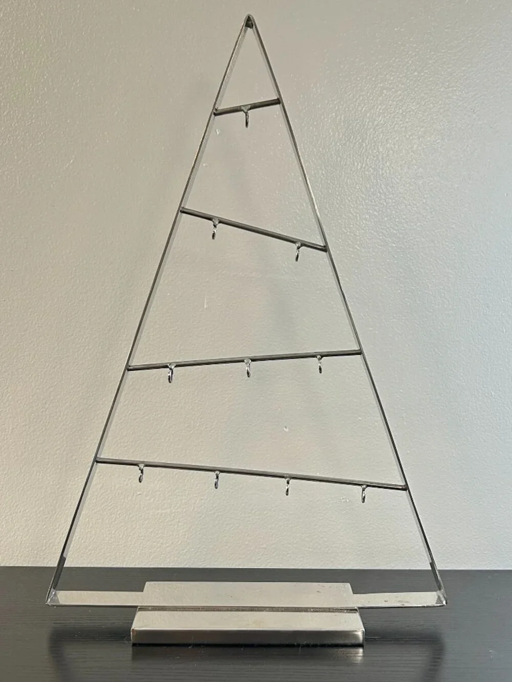 Crate & Barrel Silver Metal Christmas Ornament Display Tree 16 Inches